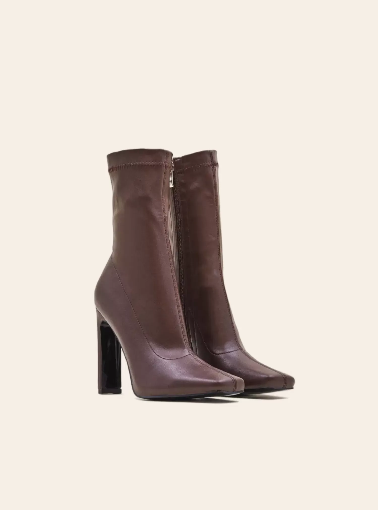 Discount CASSY Monica - Bottines Marrons Moulantes A Talon